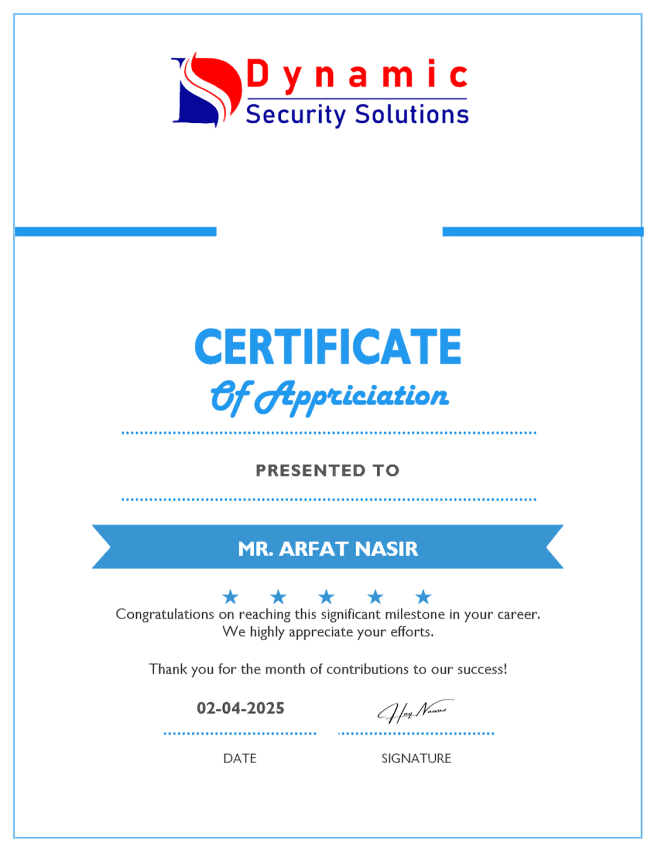 Certificate of Appreciation